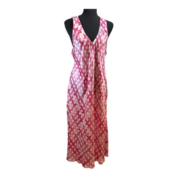 Chloe Kristyn Nina Slip Dress in Fuchsia Ombré Gingham NWT - Picture 2 of 8
